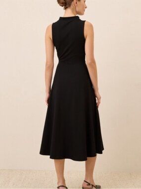 Sleeveless Black Midi Dress - Classic A-Line